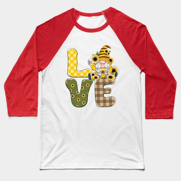 Sunflower Spring Love Gnome Gonk Baseball T-Shirt by Rebel Merch